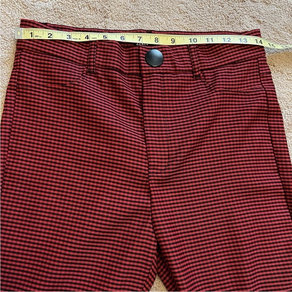 4/$25 Zara Women Red Skinny Pant Glen Plaid Check Large Stretch Casual Retro Y2K - Picture 8 of 15